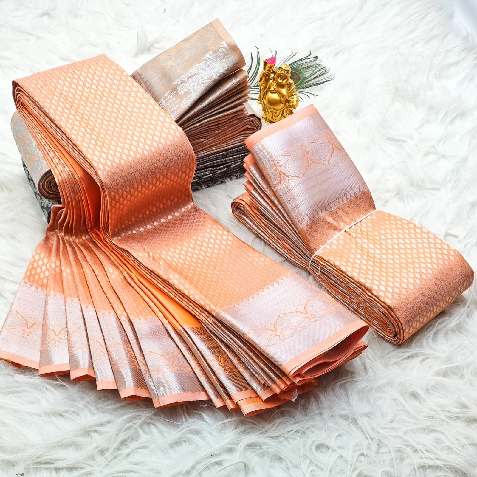 Peach Kanchipuram Semi Silk Saree